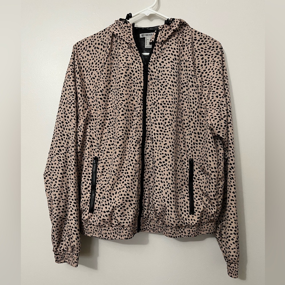 Forever 21 Animal Print Lightweight Zip Up Jacket